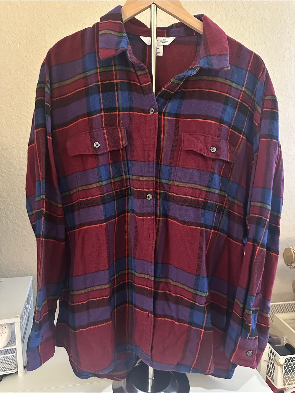 Women's Old Navy Boyfriend Shirt Plaid Button Down